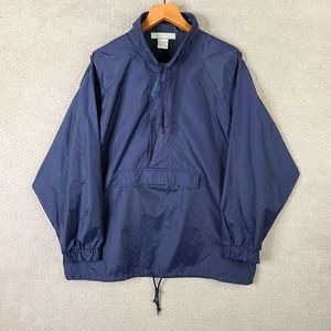 Vintage Izod Club Jacket Mens Large Blue Nylon Half Zip Front Pocket Mock‎ Neck